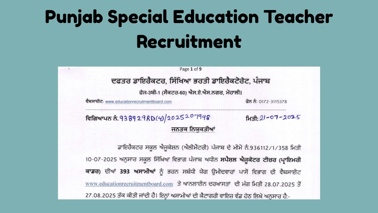 Punjab Special Education Teacher Recruitment